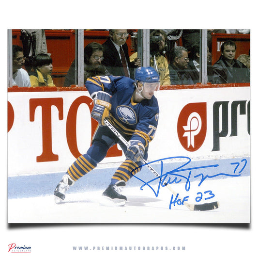 Pierre Turgeon Buffalo Sabres Signed 8x10 Photograph Along the Boards w/ HOF Inscription