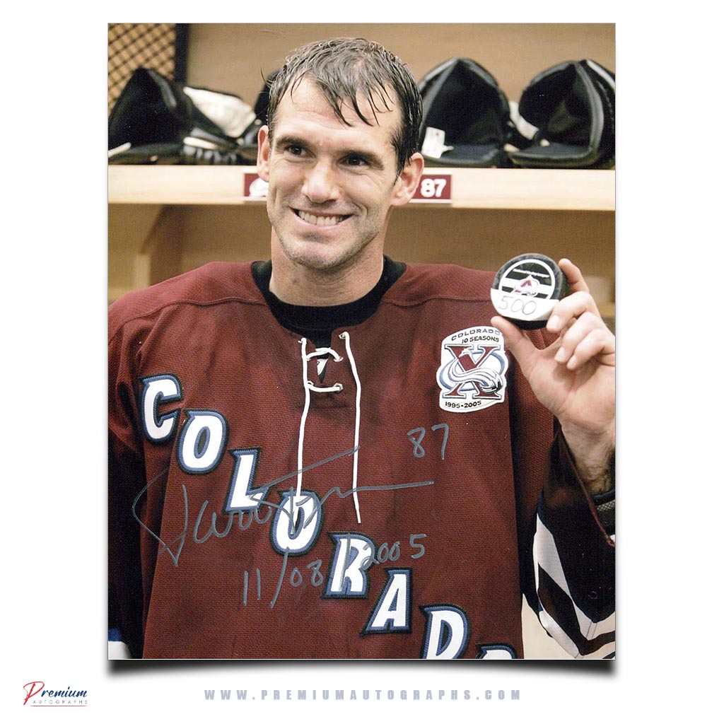 Pierre Turgeon Colorado Avalanche Signed 8x10 Photograph 500th Goal Puck w/ 11/08/2005 Inscription