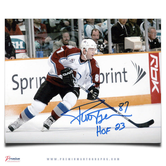 Pierre Turgeon Colorado Avalanche Signed 8x10 Photograph Standing w/ HOF Inscription