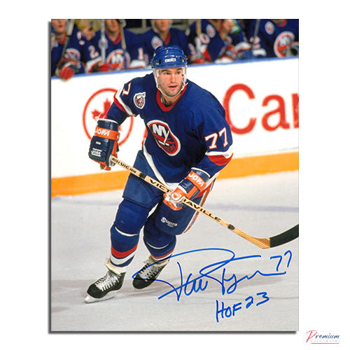 Pierre Turgeon New York Islanders Signed 8x10 Photograph w/ HOF 23 Inscription