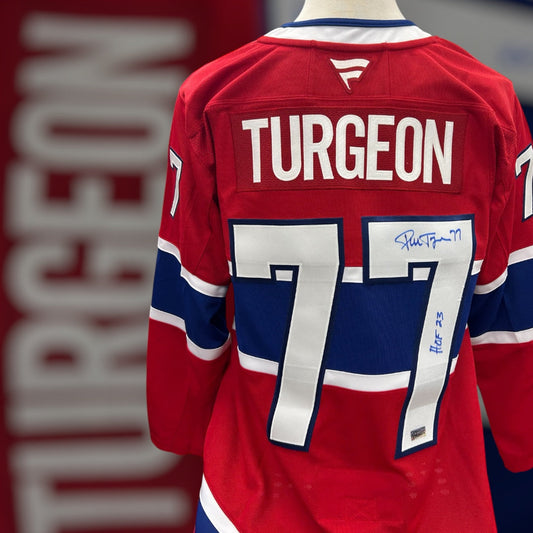 Pierre Turgeon Montreal Canadiens Fanatics Autographed Jersey w/ HOF 23 Inscription