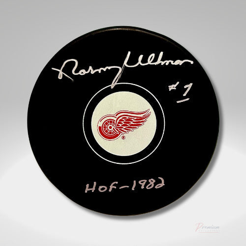 Norm Ullman Detroit Red Wings Signed Puck w/ HOF 1982 Inscription