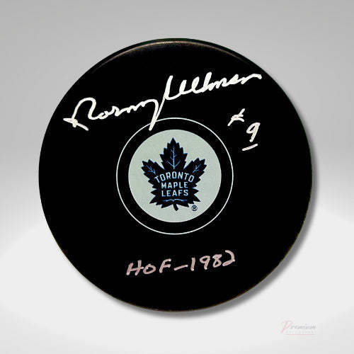 Norm Ullman Toronto Maple Leafs Signed Puck w/ HOF 1982 Inscription