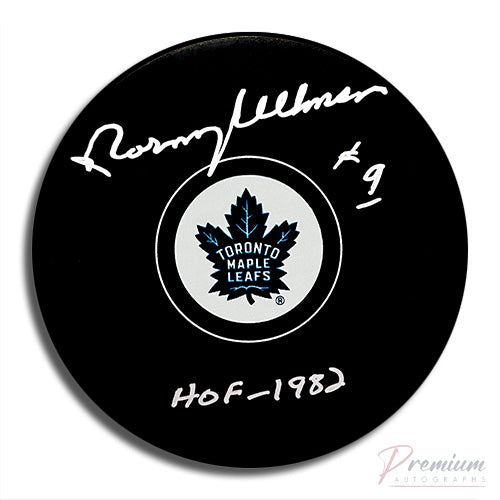 Norm Ullman Toronto Maple Leafs Signed Puck w/ HOF 1982 Inscription