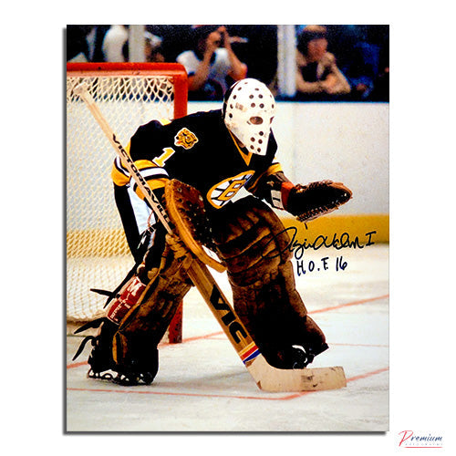 Rogie Vachon Boston Bruins Signed 8x10 Photograph w/ HOF 16 Inscription