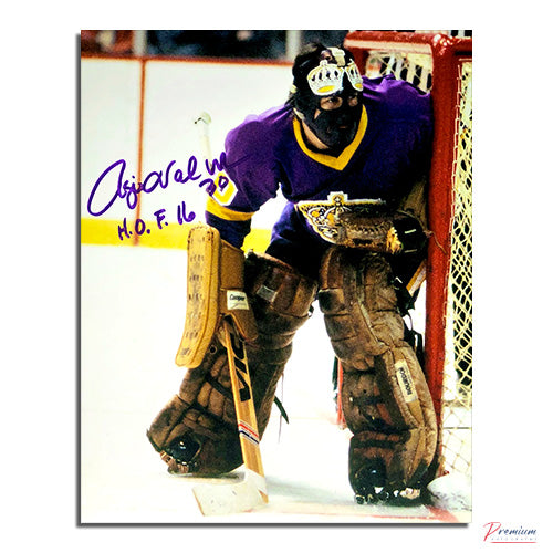 Rogie Vachon Los Angeles Kings Signed 8x10 Photograph Top of the Crease w/ HOF 16 Inscription