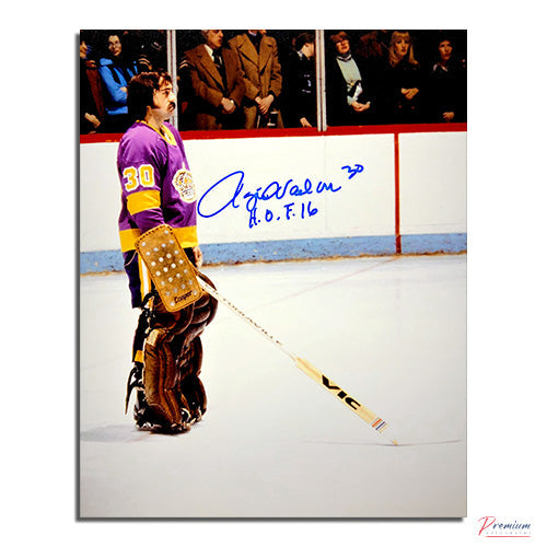 Rogie Vachon Los Angeles Kings Signed 8x10 Photograph No Mask w/ HOF 16 Inscription