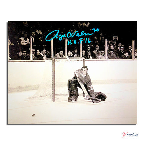 Rogie Vachon Montreal Canadiens Signed 8x10 Photograph No Mask Save w/ HOF 16 Inscription