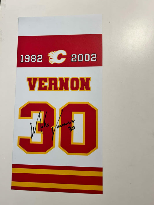 Mike Vernon Calgary Flames Career 1982-2002 Banner Autographed