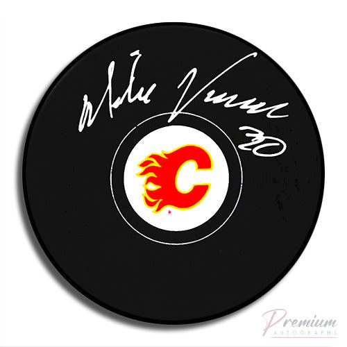 Mike Vernon Calgary Flames Signed Puck