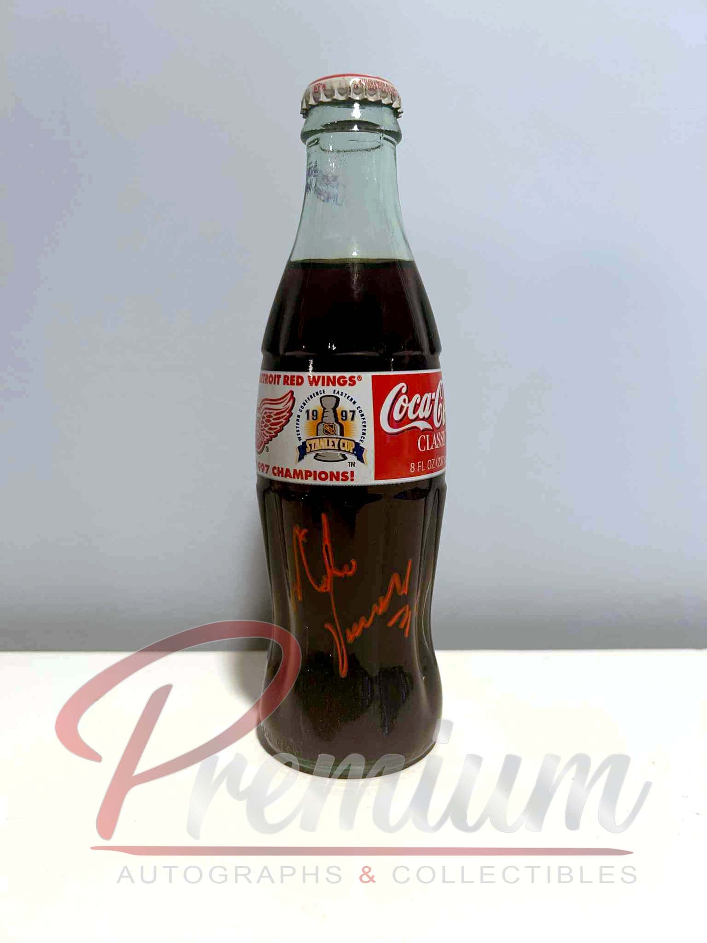 Mike Vernon Detroit Red Wings Autographed 1997 Stanley Cup Champions Special Edition Bottle of Coca-Cola (Un Opened) RED