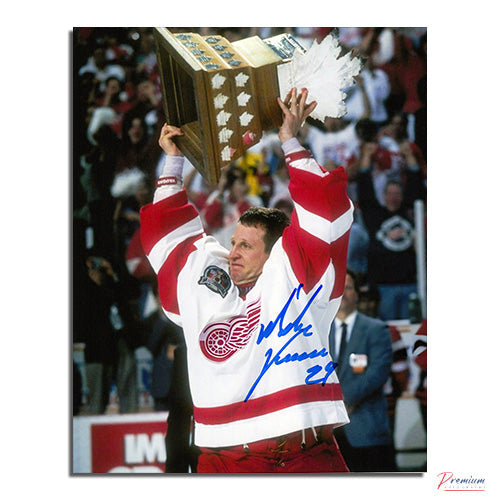 Mike Vernon Detroit Red Wings Signed 8x10 Photograph Conn Smythe Trophy Celebration