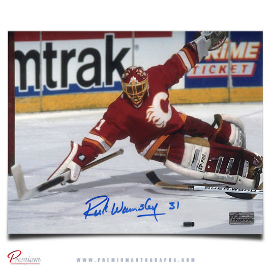 Rick Wamsley Calgary Flames Autographed 8x10 Photograph Driving Save