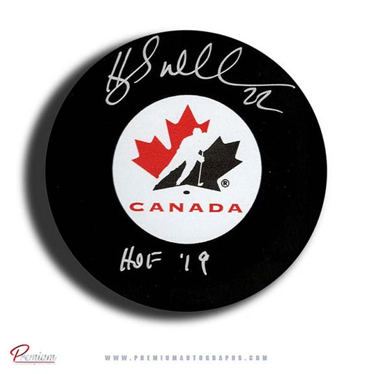 Hayley Wickenheiser Autographed Team Canada Puck w/ HOF 19 Inscription