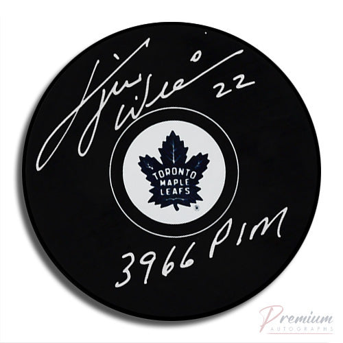 Tiger Williams Toronto Maple Leafs Signed Puck w/ 3966 PIM Inscription