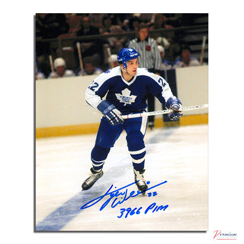 Tiger Williams Toronto Maple Leafs Signed 8x10 Photograph Over the Blue Linew/ 3966 PIM Inscription