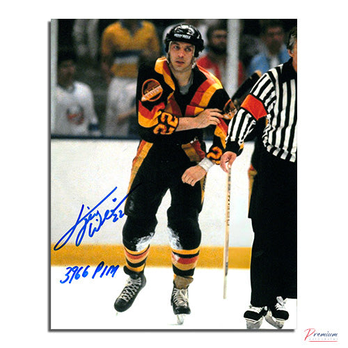 Tiger Williams Vancouver Canucks Signed 8x10 Photograph Post Fight w/ 3966 PIM Inscription