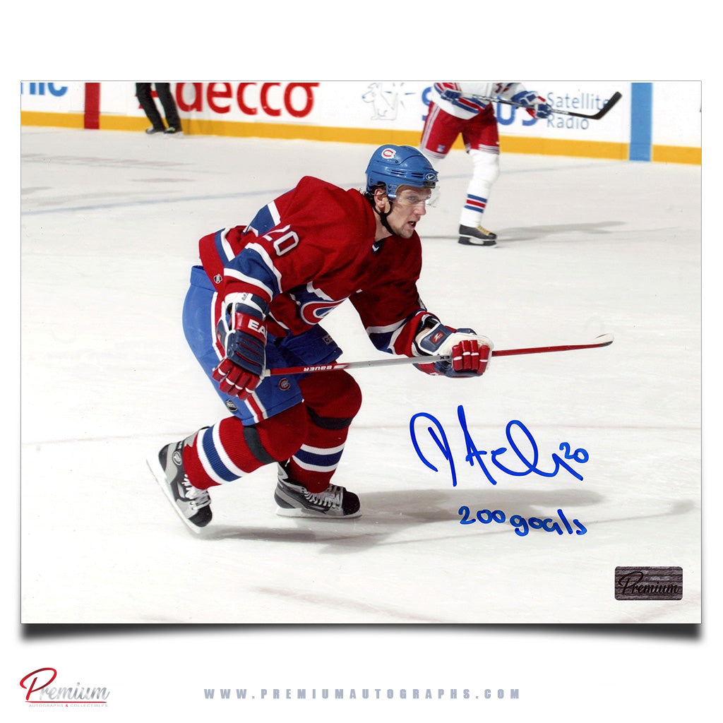 Richard Zednik Montreal Canadiens Autographed 8x10 Photograph On the Attack w/ 200 Goals Inscription