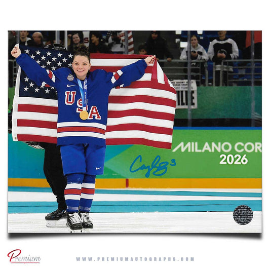 Cayla Barnes Team USA Autographed Olympic 8x10 Photograph Flag Celebration