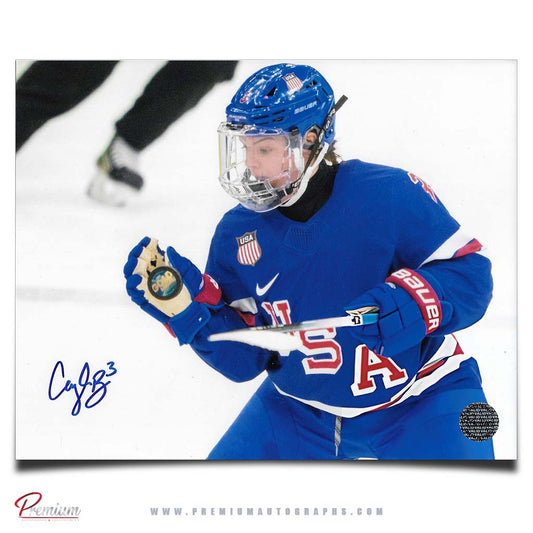 Cayla Barnes Team USA Autographed Olympic 8x10 Photograph Catching the Puck