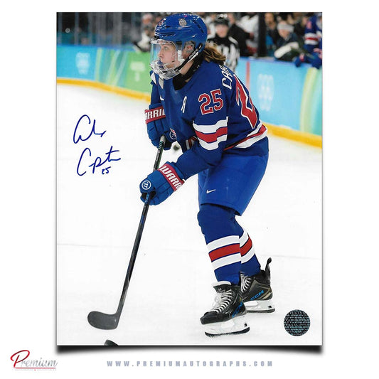 Alex Carpenter Team USA Autographed Olympic 8x10 Photograph With the Puck