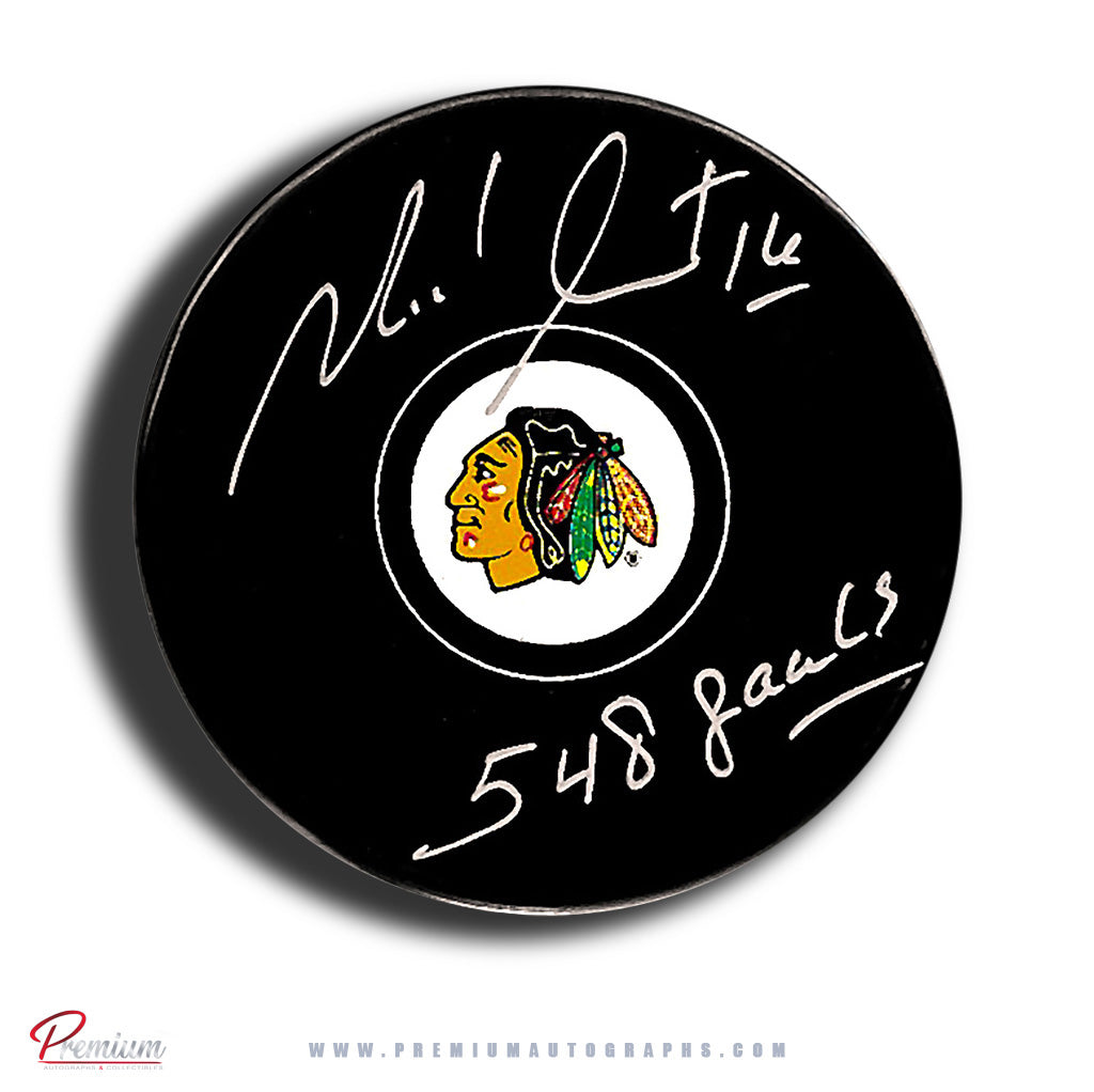 Michel Goulet Chicago Blackhawks Autographed Puck