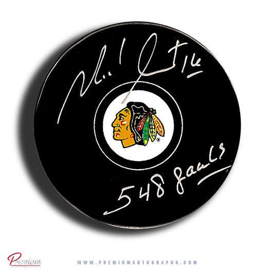 Michel Goulet Chicago Blackhawks Autographed Puck