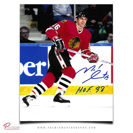 Michel Goulet Chicago Blackhawks Autographed 8x10 Photograph No Mustash w/ HOF 98 Inscription