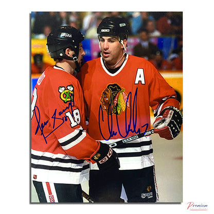 Denis Savard & Chelios, Chris Chicago Blackhawks Signed 8x10 Photograph Discussion