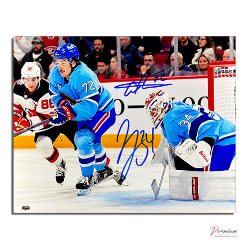 Jake Allen & Arber Xhekaj Montreal Canadiens Signed 8x10 Photograph Battling in Front of Net