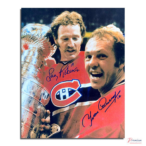 Yvan Cournoyer & Larry Robinson Montreal Canadiens Signed 8x10 Photograph Stanley Cup Celebration