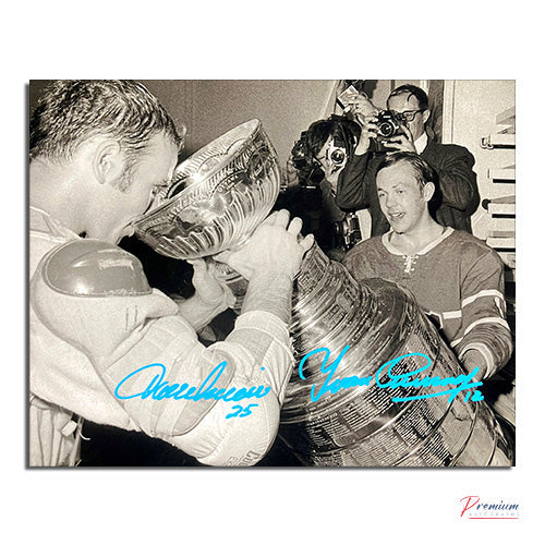 Yvan Cournoyer & Jacques Lemaire Montreal Canadiens Signed 8x10 Photograph Stanley Cup Celebration