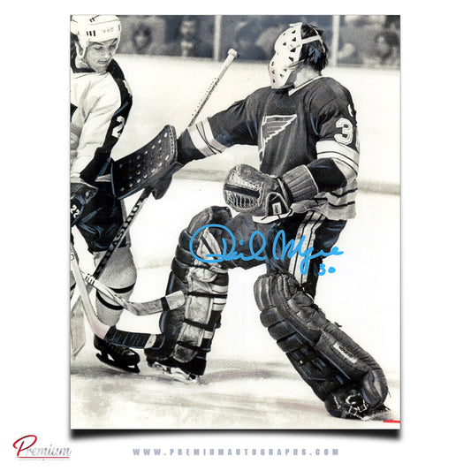 Phil Myre St. Louis Blues Autographed 8x10 Photograph Battle Vs. Leafs